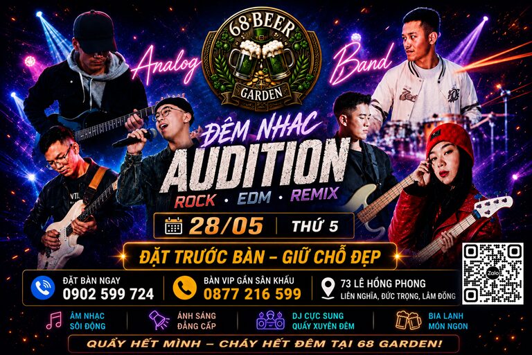 Banner Sự Kiện Âm Nhạc tại 68 Garden
