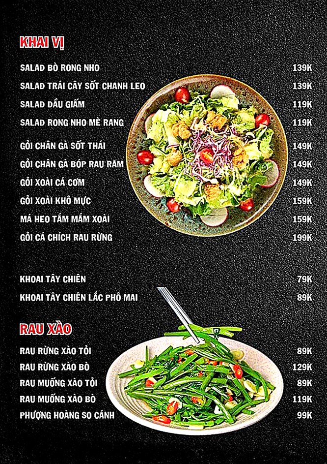 Menu Món Ăn Khai Vị 68 Garden Đức Trọng 73 Lê Hồng Phong