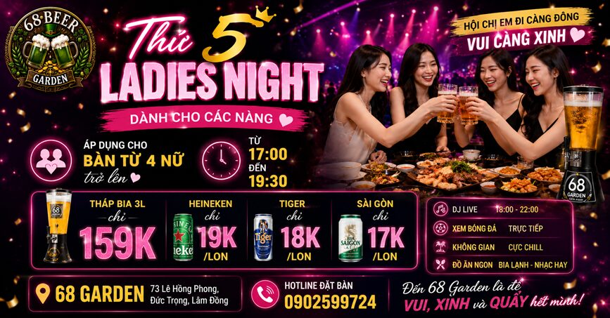 Banner 68 Beer Garden Lady Night Đức Trọng