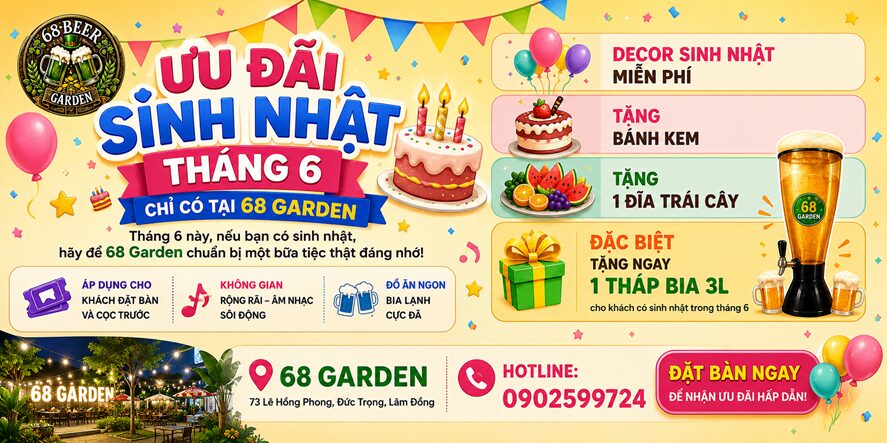 Banner Ưu Đãi Tháng 6 Garden 68 Đức Trọng